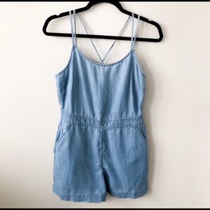 LOFT Petite Chambray Romper